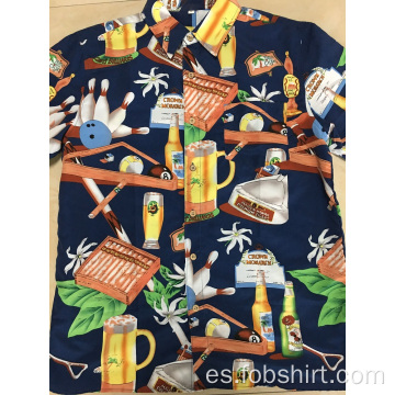 Camisa de Hawaii con estampado de poliéster de nuevo diseño 2020